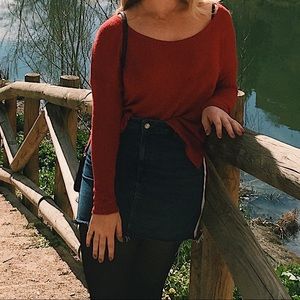 Topshop Racing Stripe Denim Skirt